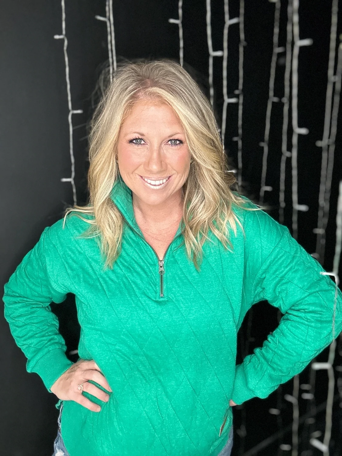 Quilted Kelly Green Pullover