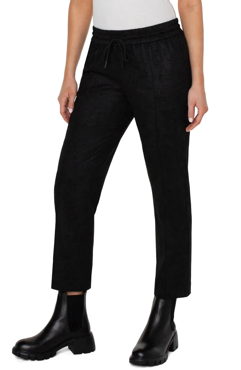 Black Distressed Pull On Trouser