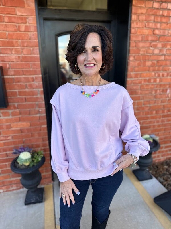 Lilac French terry Boat Neck Top