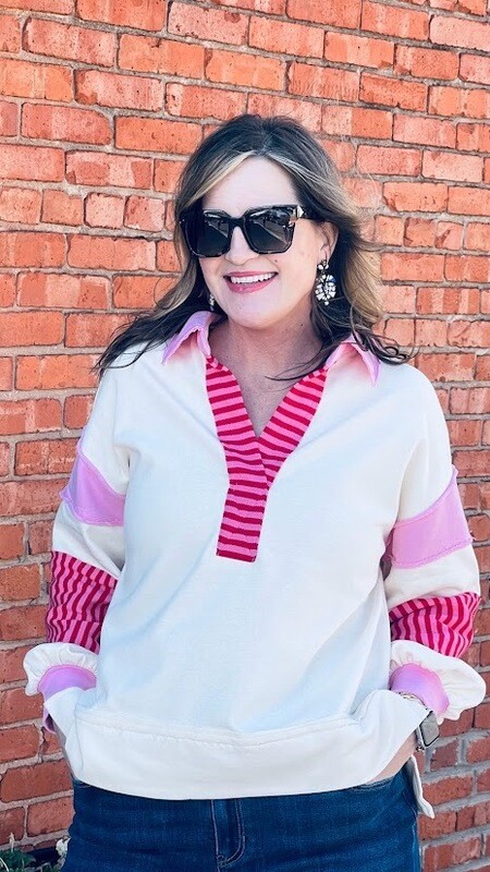 Candy Stripe Long Sleeve Pull Over