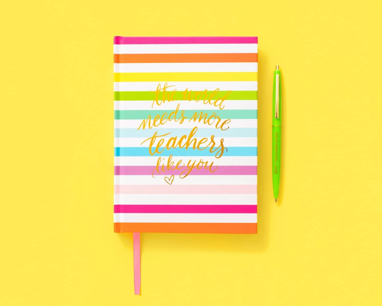Rainbow stripe teacher notebook