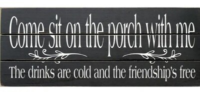 Handcrafted Wood Porch Sign Black
