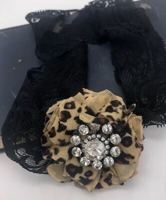 Vintage Lace Headband or Cuff Leopard