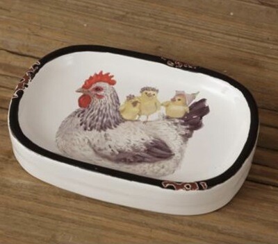 Soap Dish W/Hen & Chicks