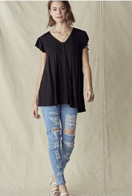 Button Down Pleat Top (S)