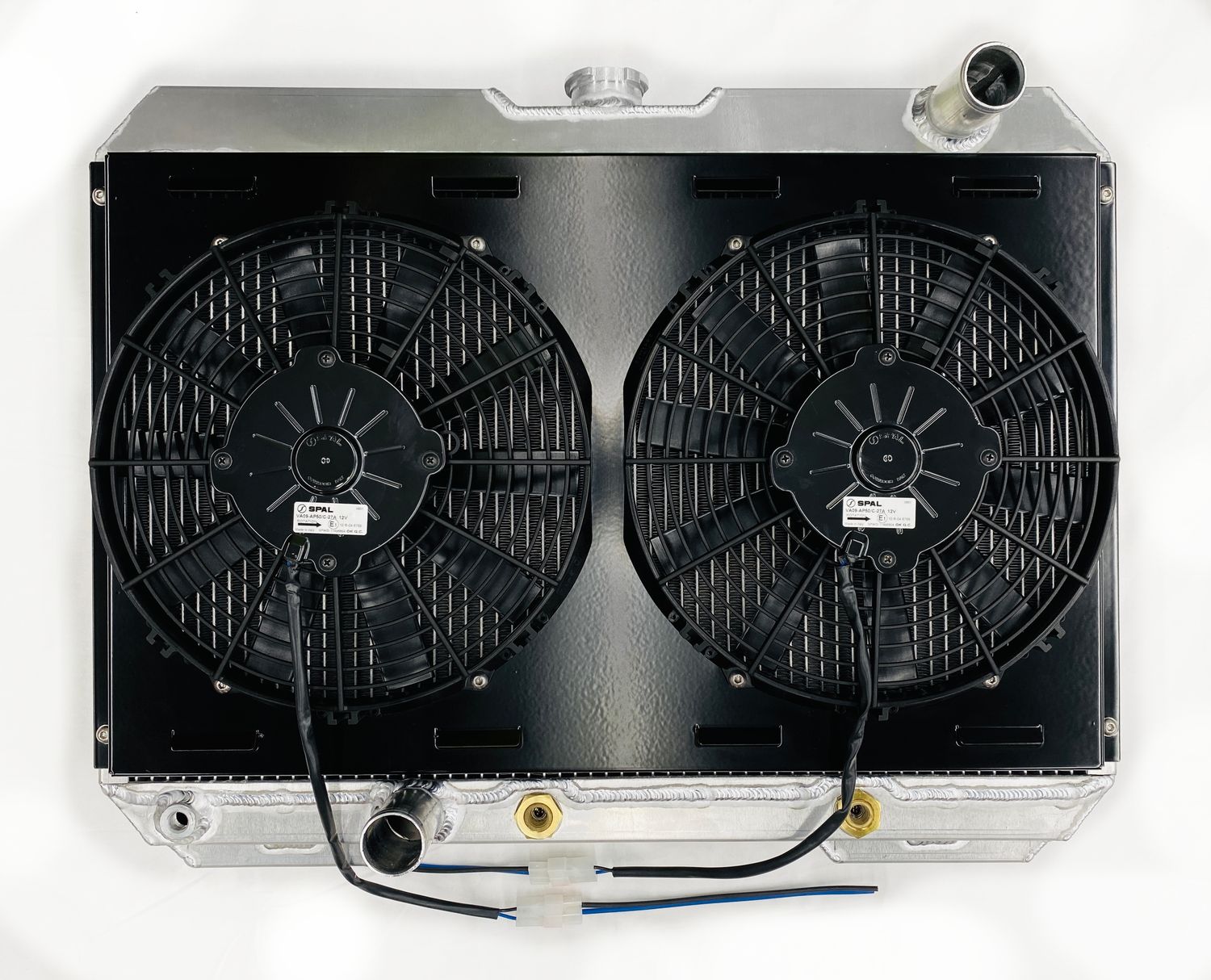 1965-1970 Aluminum Radiator w/Fans - NON Coyote with Tranny Cooler for Automatic Transmission- BLEMISHED