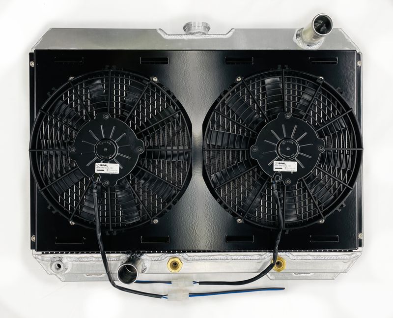 1965-1970 Aluminum Radiator w/Fans - NON Coyote with Tranny Cooler for Automatic Transmission- BLEMISHED