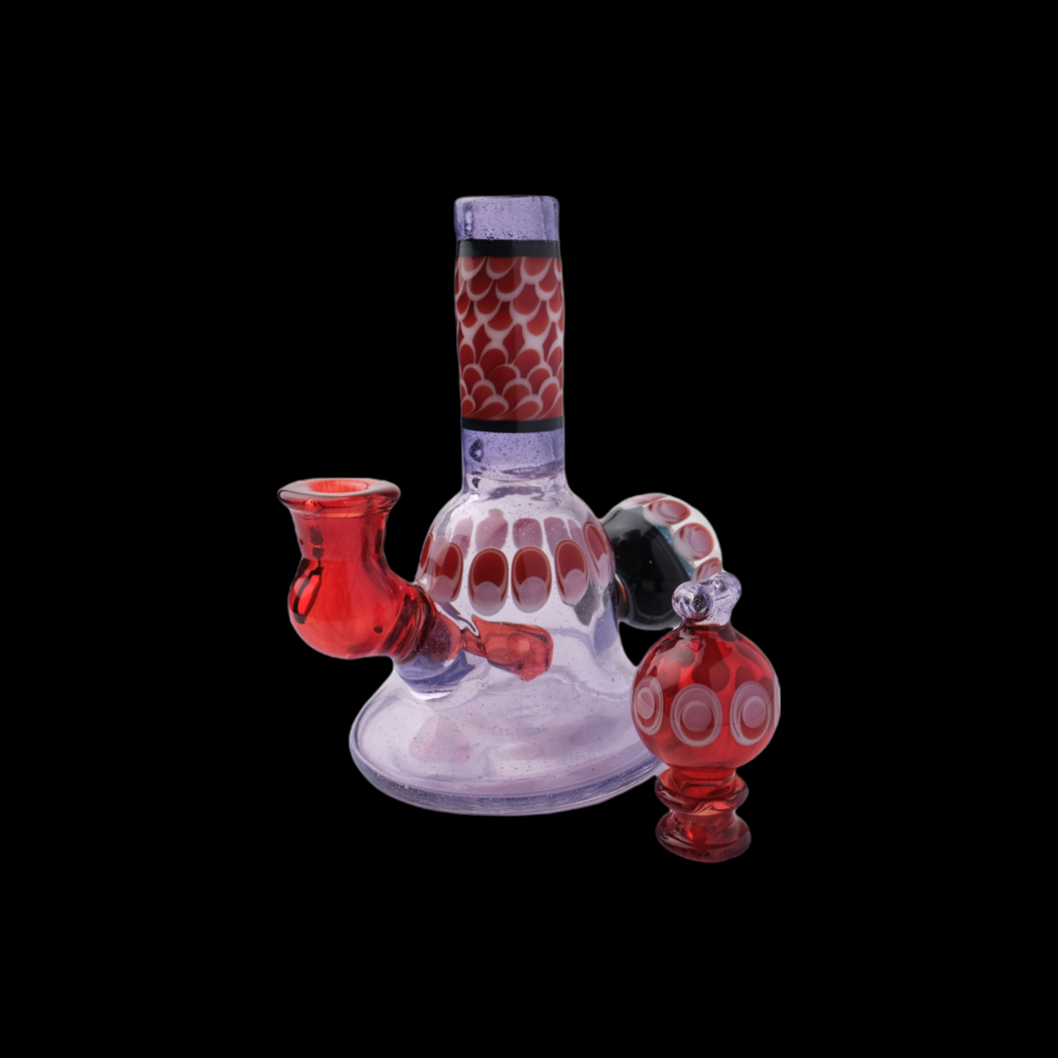 Natrix Glass (AZ) Dot Stack Minitube Set w/ Bubble Cap and Terp Pearl - Purple & Red