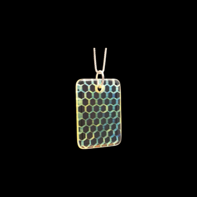 Ryan Teurfs (CA) Blue Silver Rectangle Honey Glass Necklace