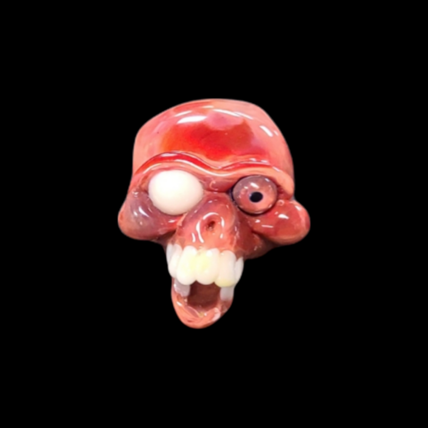 Rob George (FL) Skull Pendant w Eyeball - Red Striker w Blind Eye
