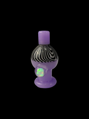 CreepySpooky Glass (FL) -Purple Satin w/ Linework and Opal Bubble Cap