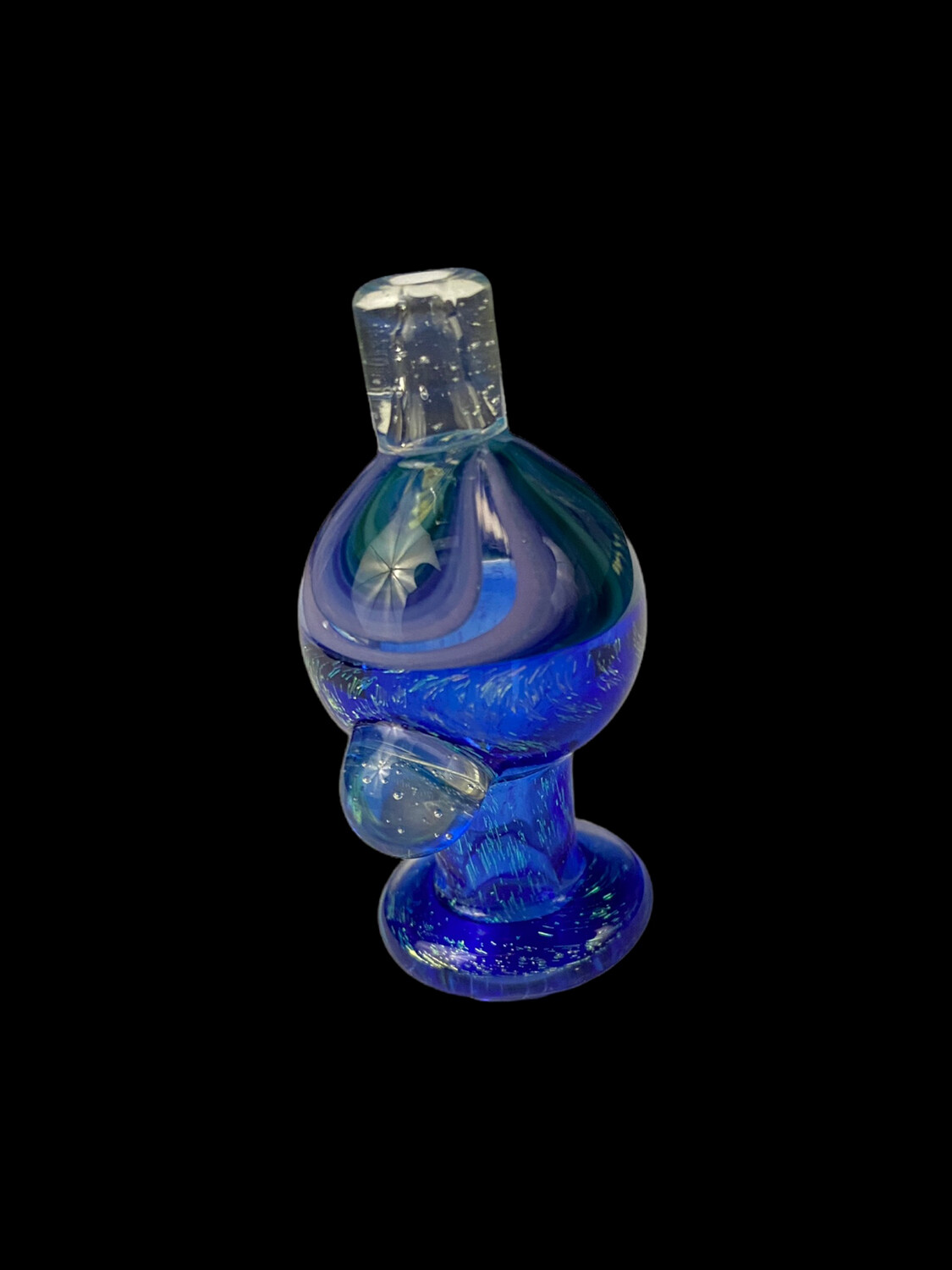 CreepySpooky Glass (FL) -Blue Dichro w/ Linework Bubble Cap B