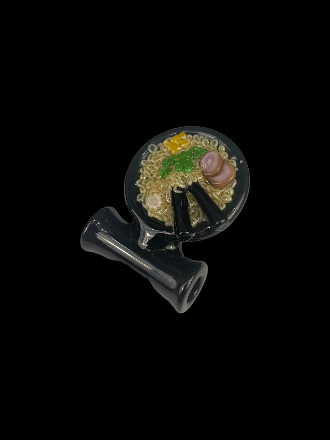 Dojo Glass - Black Swirl Chopstick Ramen Pendant