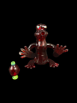 FL Heat - Godbody Glass - NS Pom Full Body Frog w/ Bubble Cap