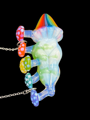 "WoB" - Glass Goddess - Rainbow Mushroom Goddess Pendant