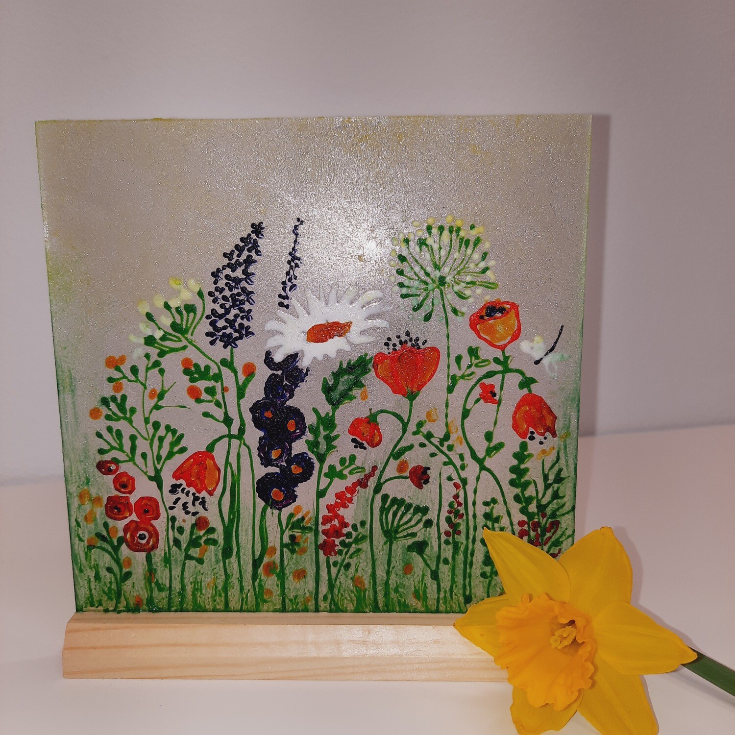 Suncatcher - mini-vitraliu cu flori de camp