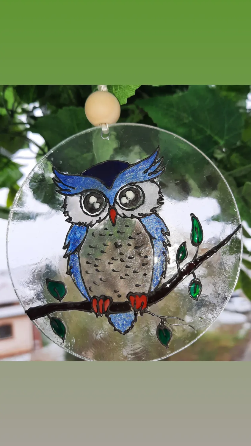 Suncatcher pictat cu bufniță