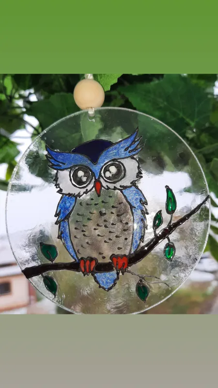 Suncatcher pictat cu bufniță