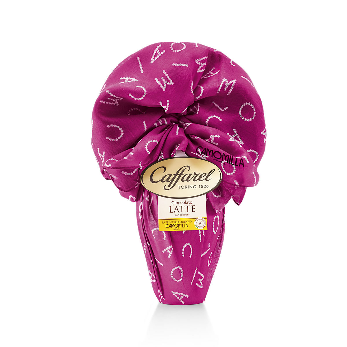 Caffarel: cioccolato al latte con sorpresa confezionato in uno splendido foulard Camomilla