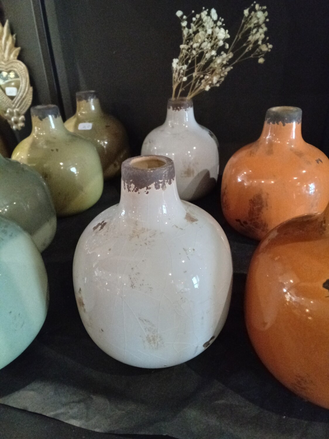Vase céramique TM  blanc vieilli