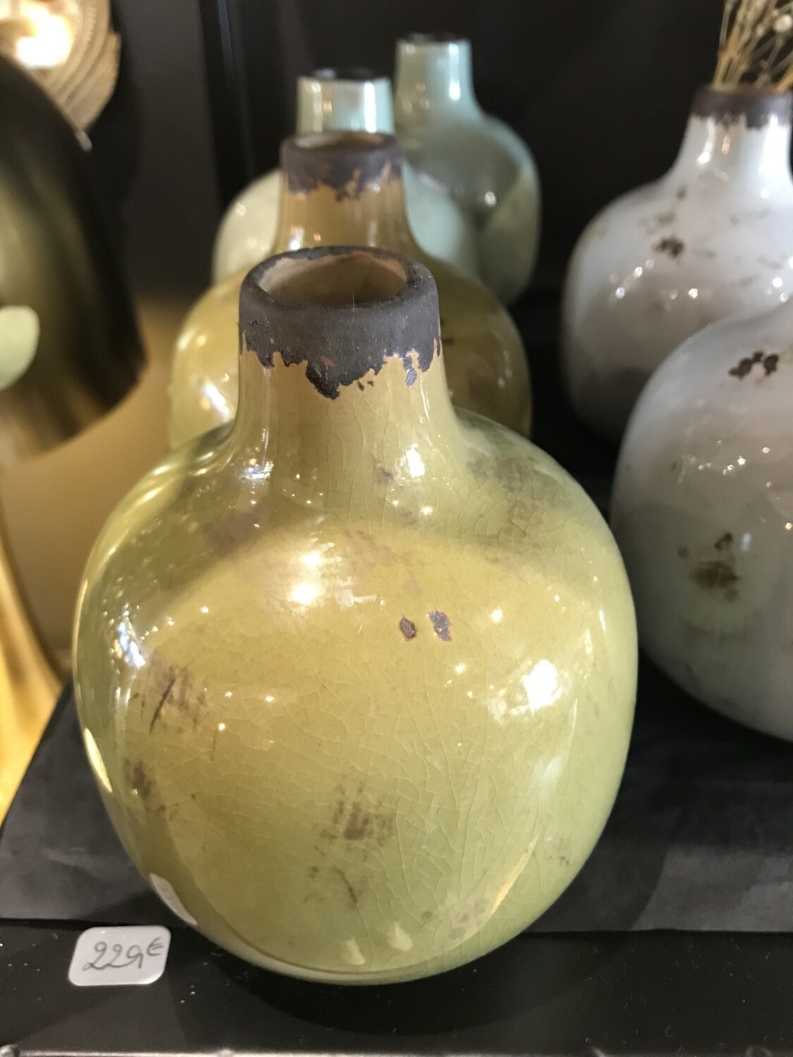 Vase céramique TM VERT vieilli