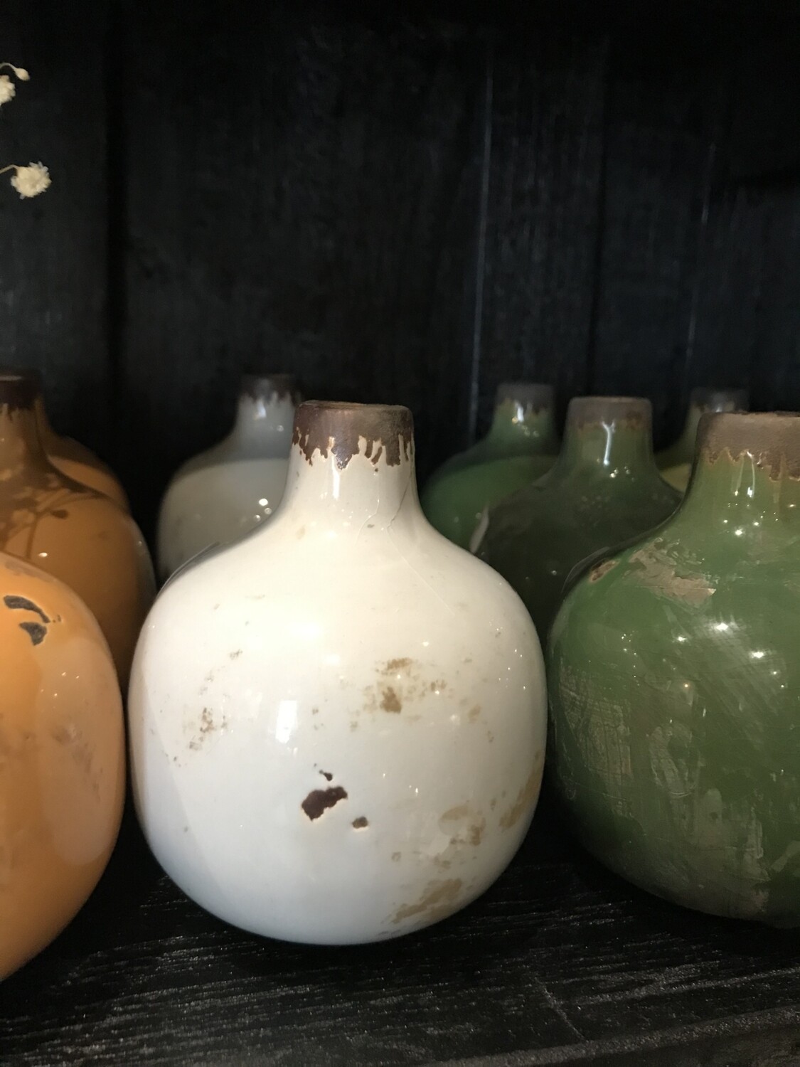 Vase céramique PT blanc vieilli