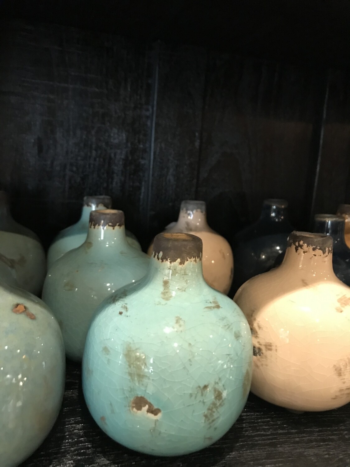 Vase céramique PT turquoise vieilli