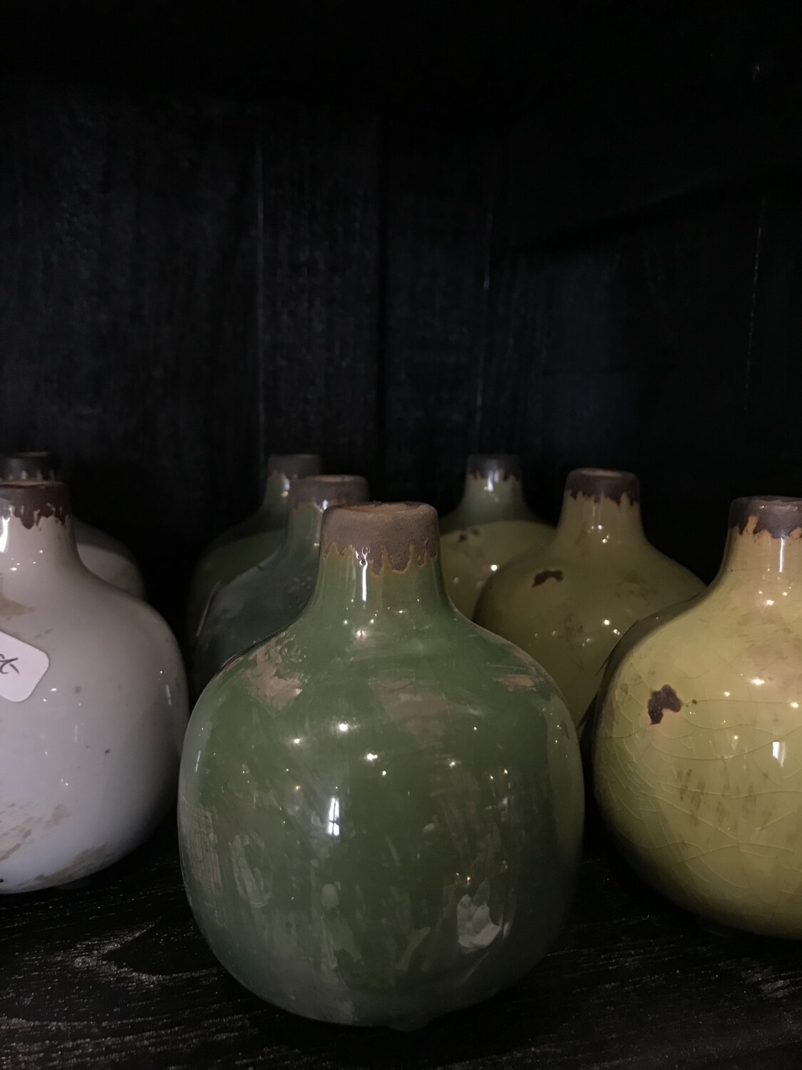 Vase céramique PT VERT OLIVE vieilli