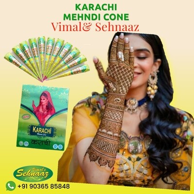 Pack of 12 Cones Vimal's Sehnaaz Karachi Natural Mehndi Cones