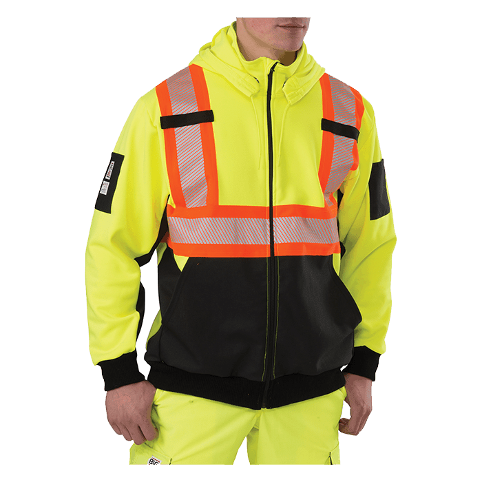Sweat à Capuche Zippé HV avec matériaux Réfléchissant