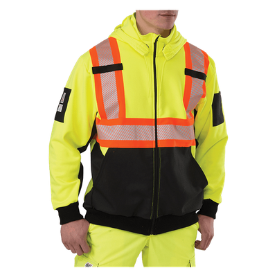Sweat à Capuche Zippé HV avec matériaux Réfléchissant