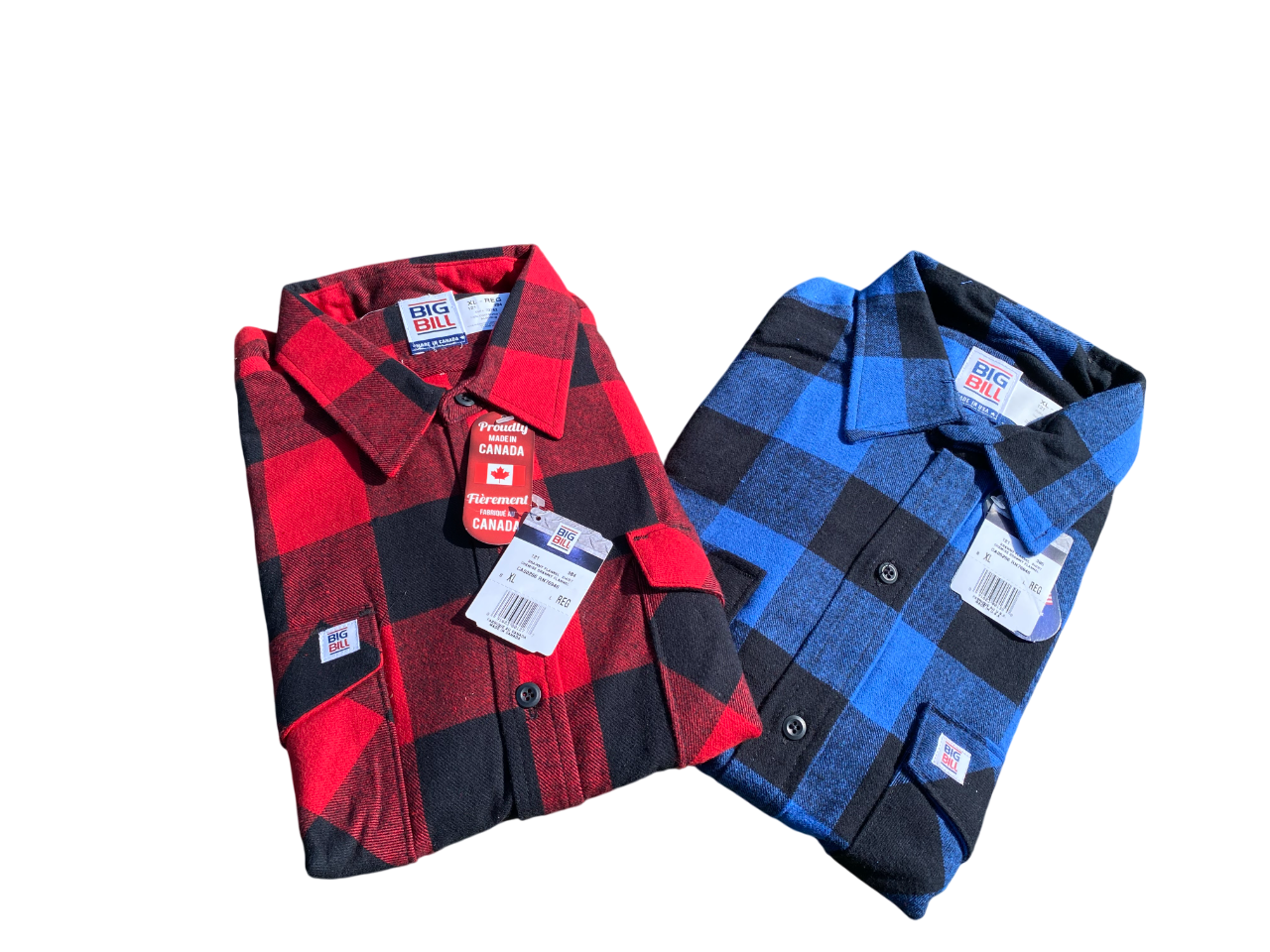 BIG BILL® LOT DE 2 CHEMISES EN FLANELLE ROUGE+BLEU