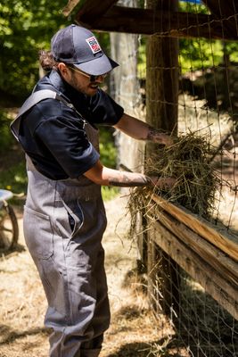 Hickory Stripe Bib Overall With Zip Front Closure Hickory Stripe Bib Overall With Zip Front Closure