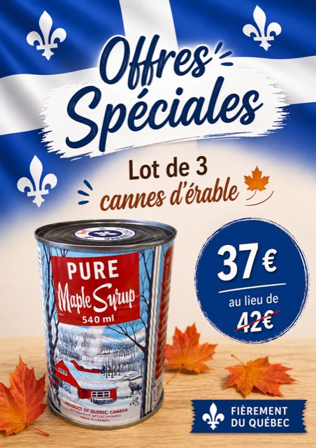 LOT 3 CANNE SIROP D'ÉRABLE AMBRÉ 540ml