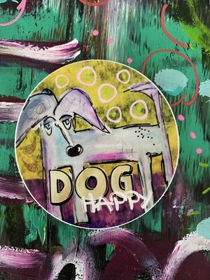 Dog Happy Mixed Media Art Sticker