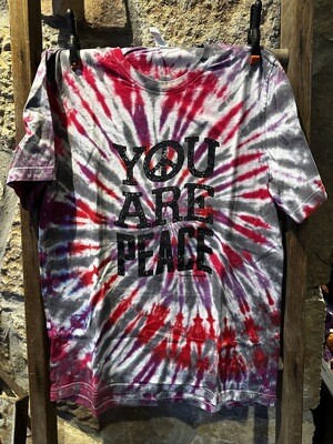You Are Peace Complimentee Purple/Red/Gray Swirl Box Tee Size Large