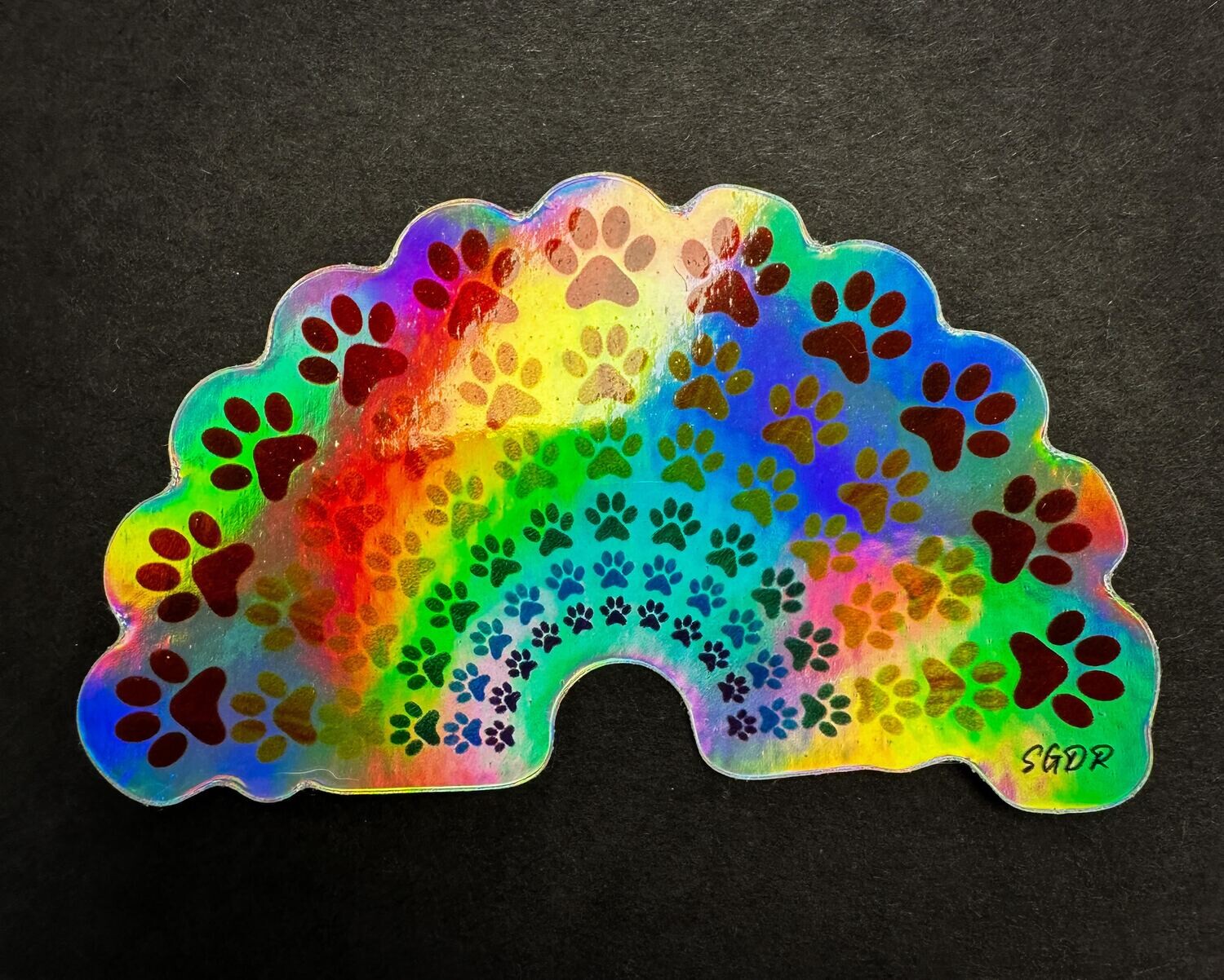 Holographic Rainbow Paws 3 inch die cut sticker