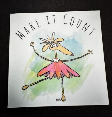 Make It Count Dancing Dog 3 x 3 vinyl sticker