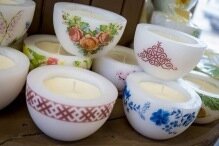 Laureta Candles Rapšu vaska sveces parafīna podiņā