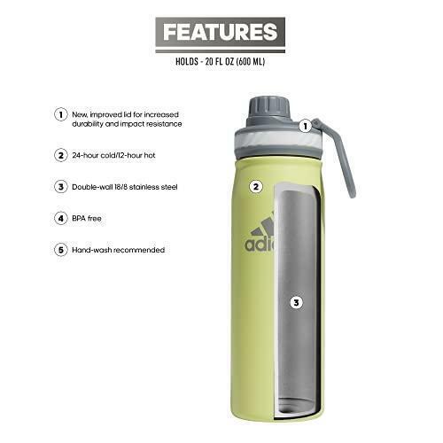 adidas adi Metal Water Bottle (20 oz) - White / Green