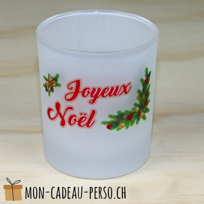 Bougeoir en verre Joyeux Noël - D70mm H80mm - Sublimation - Impression couleur