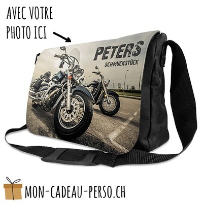 Sac à bandoulière REPORTER personnalisé - 380x280x80mm - NOIR - Sublimation