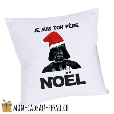 Coussin humoristique - 40x40 - Housse couleur blanche - "je suis ton père Noël"