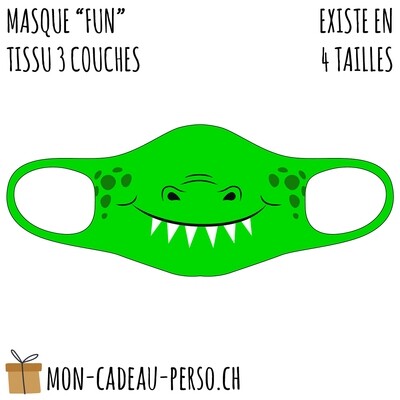 Masque de protection PRÉ-imprimé - Taille à choix - Motif Crocodile