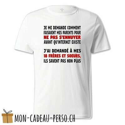 T-shirt humoristique -  blanc - UNISEXE - "je me demande comment faisaient mes parents..."