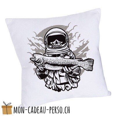 Coussin pré-imprimé - 40x40 - Housse couleur blanche - Astronaut Fishing