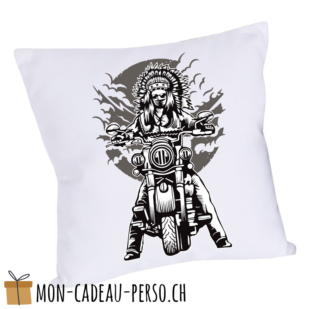 Coussin pré-imprimé - 40x40 - Housse couleur blanche - Indian Chief Motorcycle