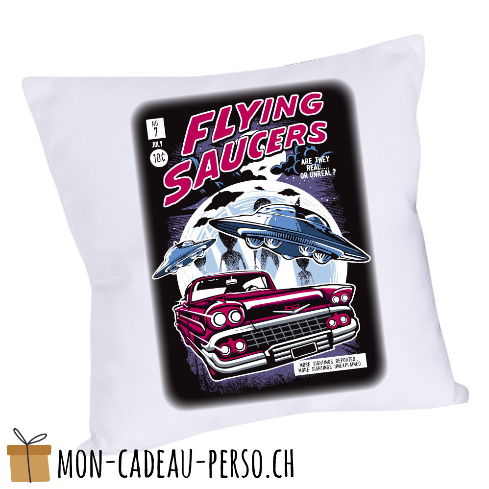 Coussin pré-imprimé - 40x40 - Housse couleur blanche - Flying Saucers