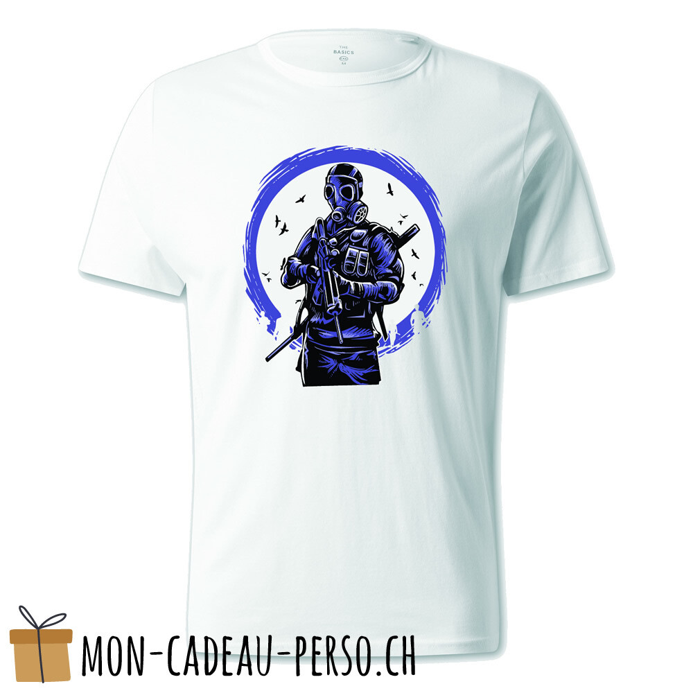 T-shirt pré-imprimé -  blanc - UNISEXE - Gas Mask Soldier