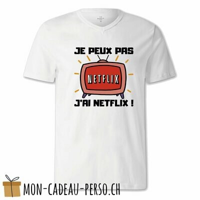 T-shirt humoristique -  blanc - FEMME - "je peux pas, j'ai Netflix"